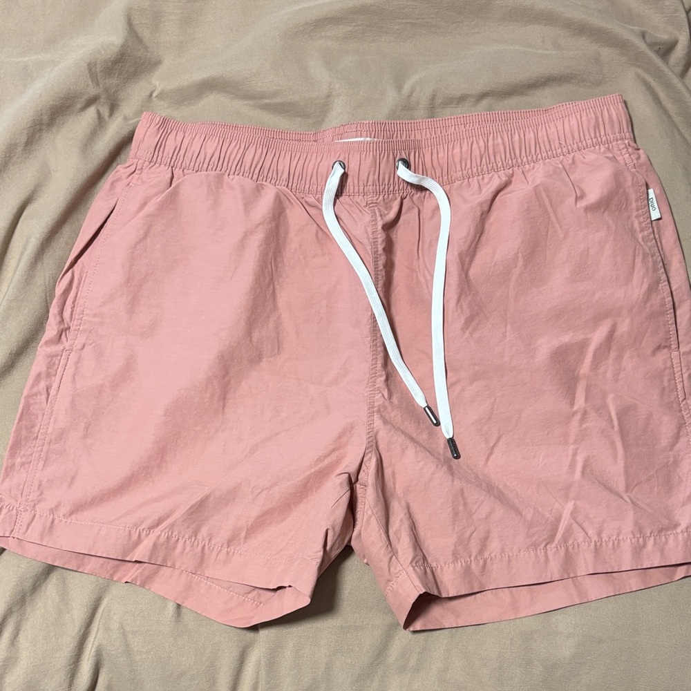 Onia Pink Elastic-Waist Swim Shorts with White Drawstring